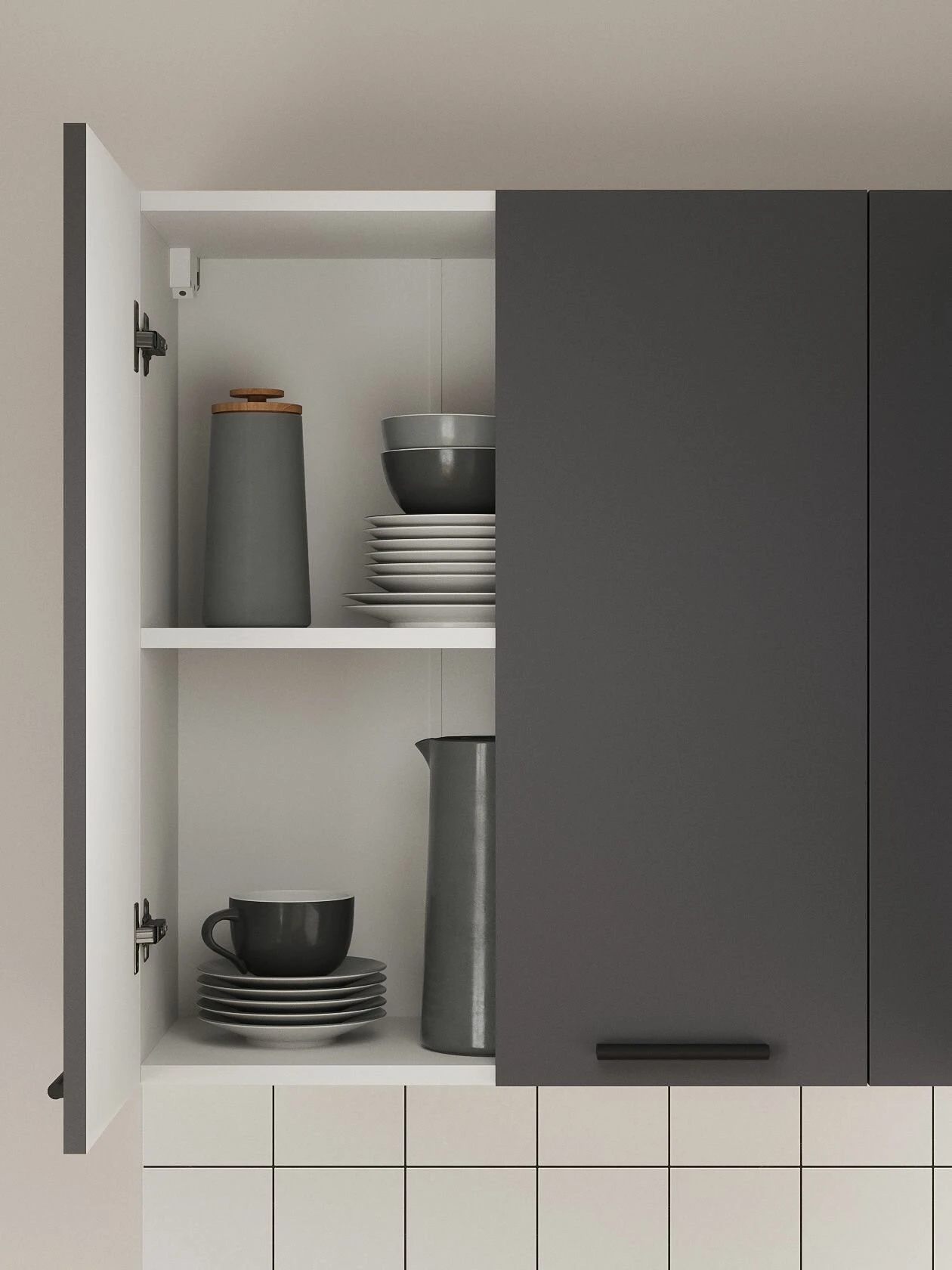 Кухонный гарнитур угловой Урбан 2.1х1 м, мебель для дома и кухни, Белый / Графит серый